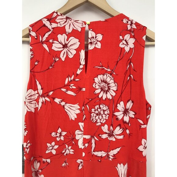 Vince Camuto Floral Knot Front Sleeveless Dress Stretch Red Size 14 Petite NEW - Picture 7 of 8